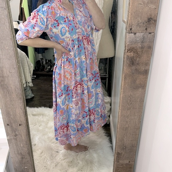 Umgee Vibrant Paisley floral maxi Dress size medium oversized and flowy - Picture 3 of 12